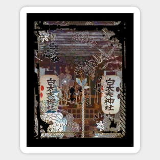 Japan Worship Place Collage Art 90 Magnet